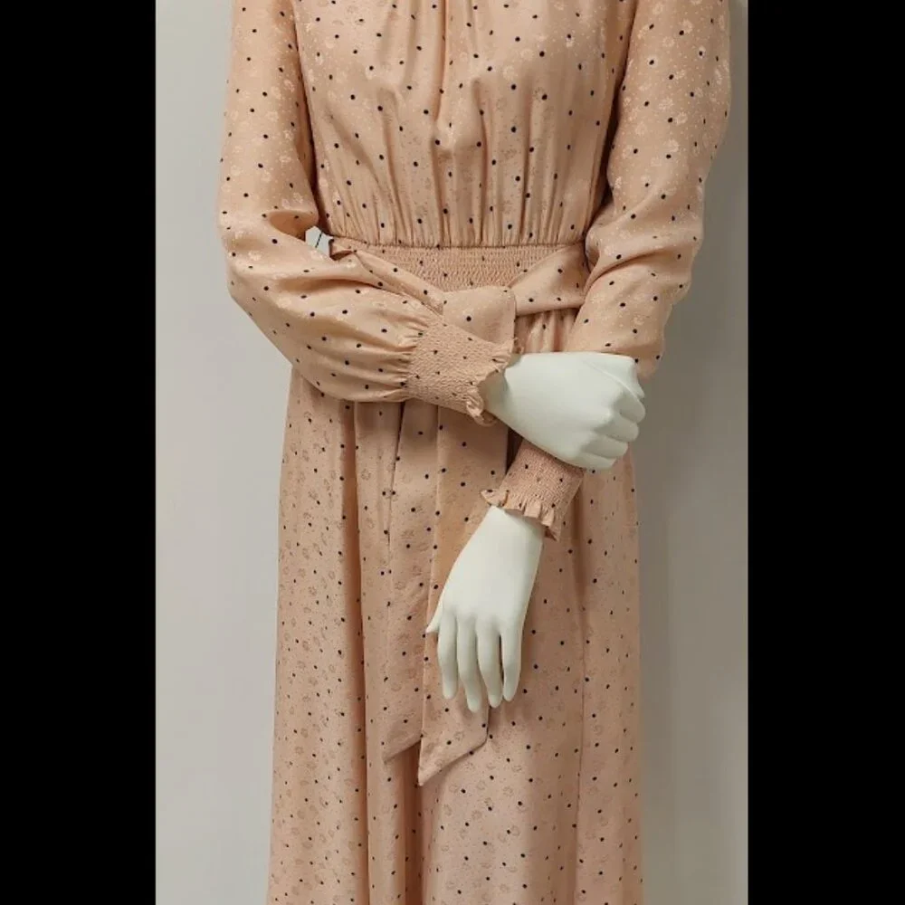Sézane Pink Printed Silk Long-Sleeve Midi Dress Size: XS - Picture 3 of 13